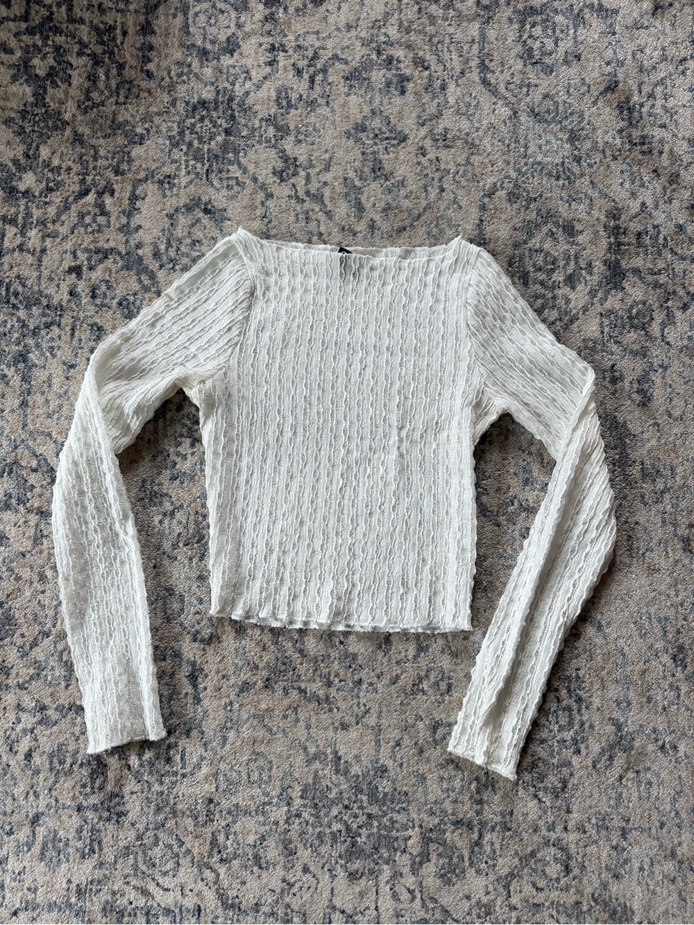 Motel Rocks Cream Textured Boat Neck Longsleeve